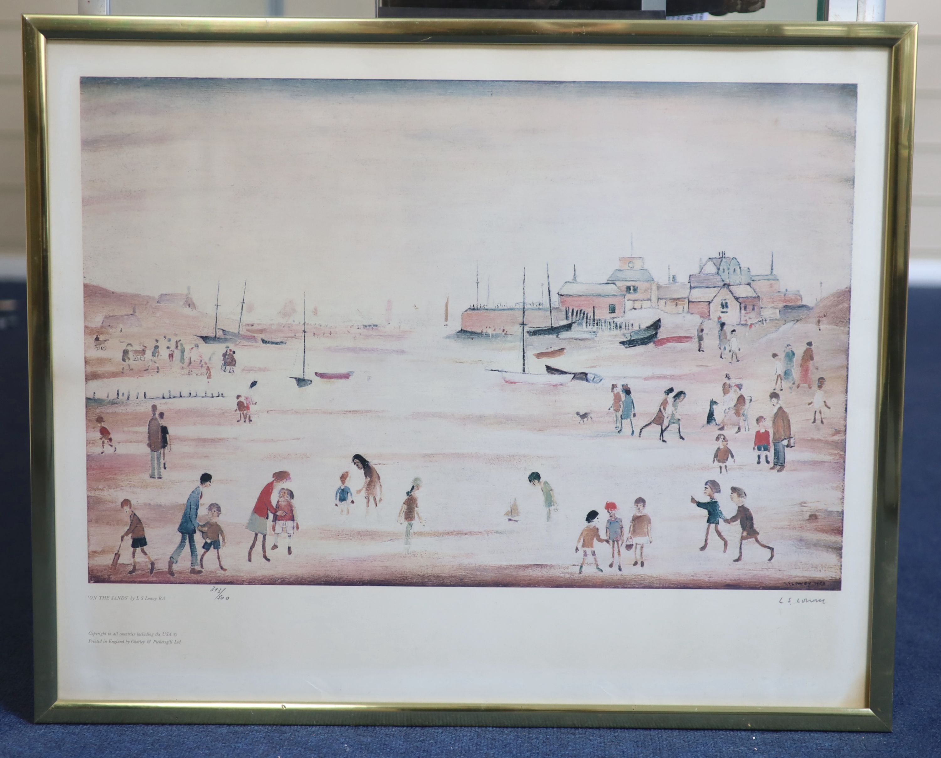 Laurence Stephen Lowry (1887-1976), 'On The Sands', limited edition print, overall 49.5 x 61.5cm